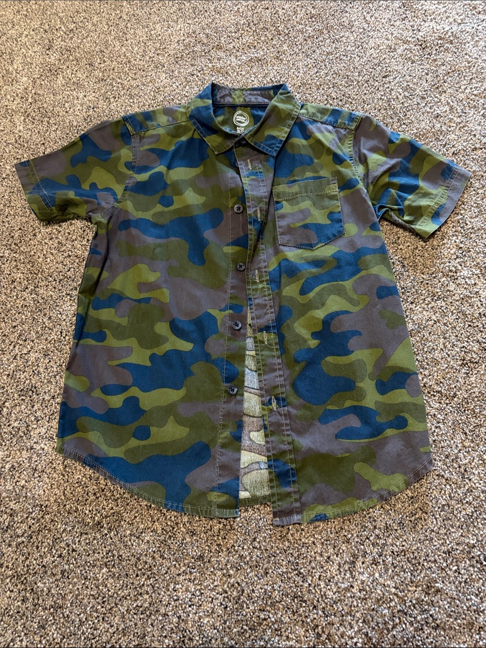 wonder nation Green & Blue Camo Short-Sleeve Button-Up Shirt